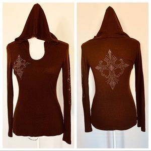 Vocal Thermal Hoodie Brown with Embellishments
